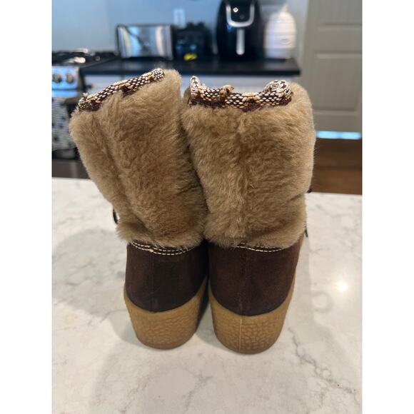 Snow Land Women’s Vintage Faux Fur Sherpa Lined Snow Winter Boots Size 8.5 Brown - Picture 2 of 6
